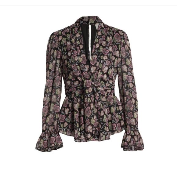 CINQ À SEPT Marlow V-Neck Top - Size Medium - Picture 1 of 8